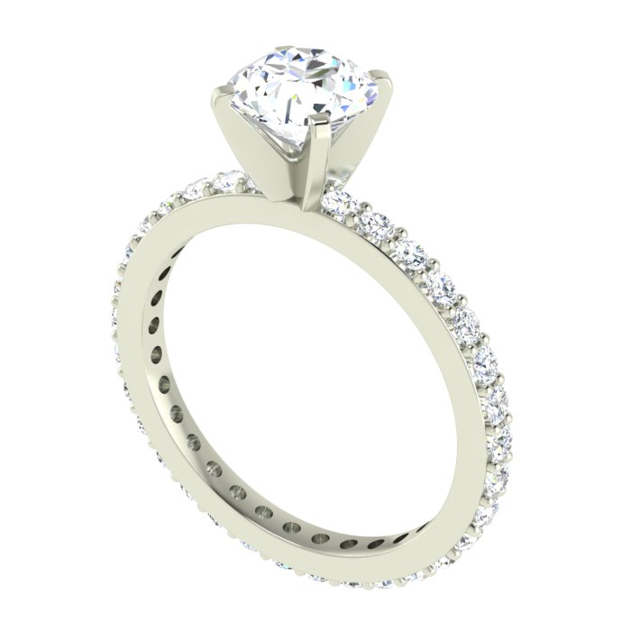 14K WHITE GOLD 2MM SHARED PRONG DIAMOND SEMI-MOUNTING RING